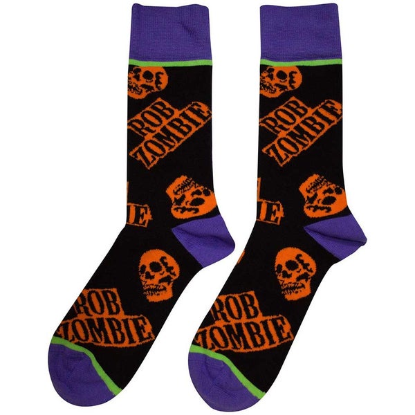Rob Zombie Orange Skulls Ankle Socks Carousel 1