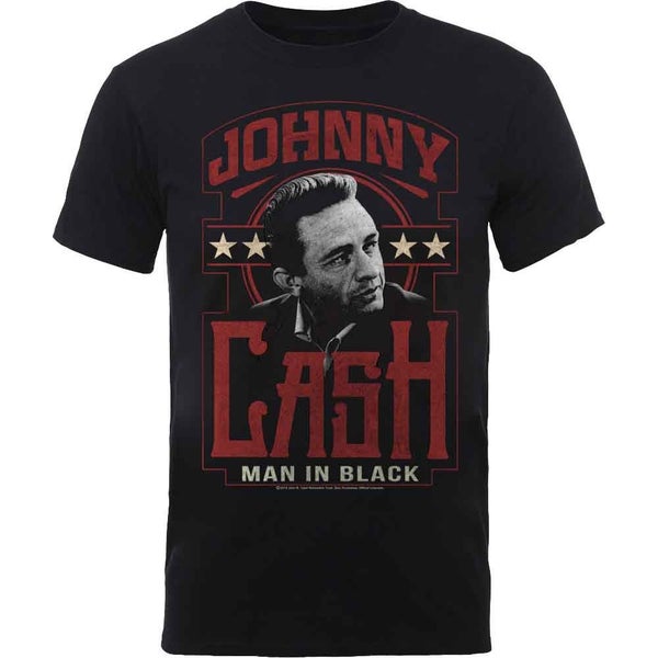 Johnny Cash T Shirt Man in Black Vintage Logo Official Mens New Black Carousel 1