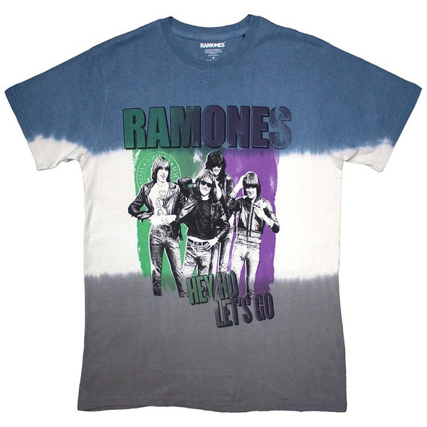 Ramones T Shirt Hey Ho Retro Band Logo new Official Unisex Dip Dye Blue Carousel 2