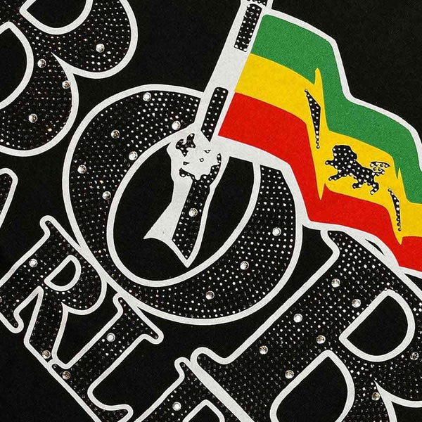 Bob Marley T Shirt Diamante Flag Logo new Official Unisex Black Carousel 3