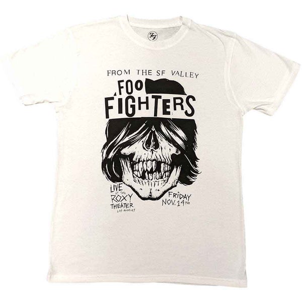 Foo Fighters T Shirt Roxy Flyer Band Logo new Official Unisex White Carousel 1