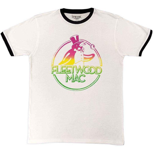 Fleetwood Mac Ringer T Shirt Penguin Band Logo new Official Unisex White Carousel 1