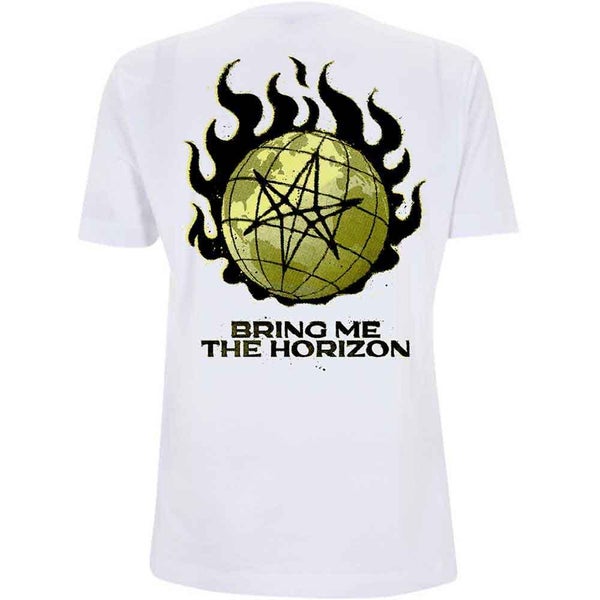 Bring Me The Horizon T Shirt Globe Band Logo new Official Mens White Carousel 1