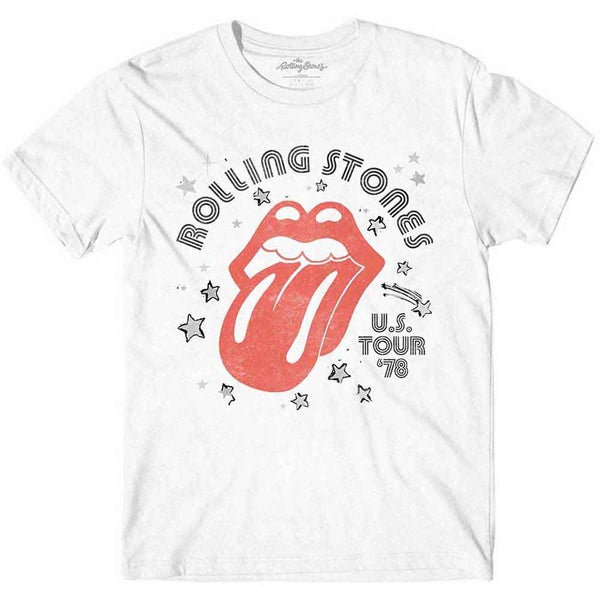 The Rolling Stones T Shirt Aero Tongue Band Logo new Official Unisex White Carousel 1