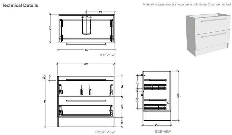 900 FRANK FLOORSTANDING (2 DRAW) VANITY - MATTE WHITE Carousel 4