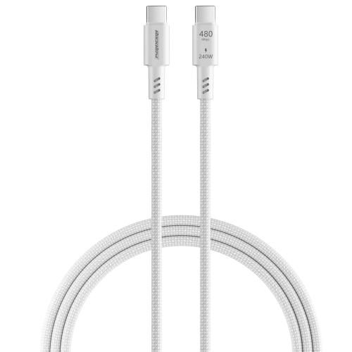 RockRose Asics CC Pro Max 240W USB-C to USB-C Charging Cable - 3m - White - TPE Carousel 1