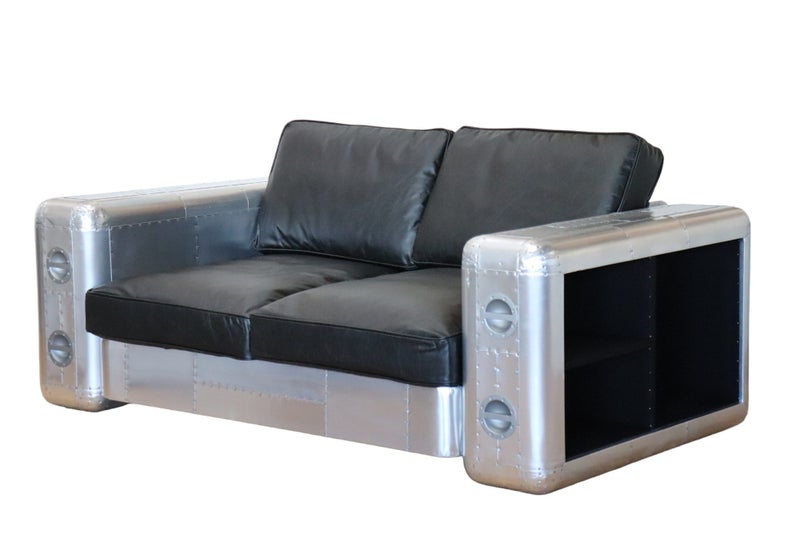 TNC 2-Seater sofa, Top Grain Leather and Aluminum Carousel 1
