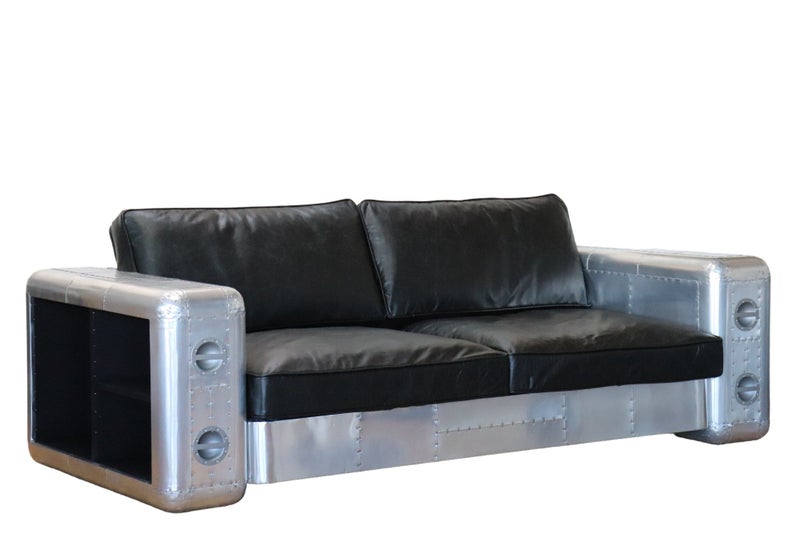 TNC 2-Seater sofa, Top Grain Leather and Aluminum Carousel 5