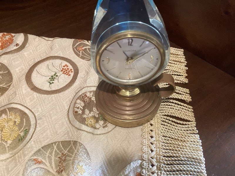 Phinny Walker German 1950s alarm clock lucite flame running Carousel 9