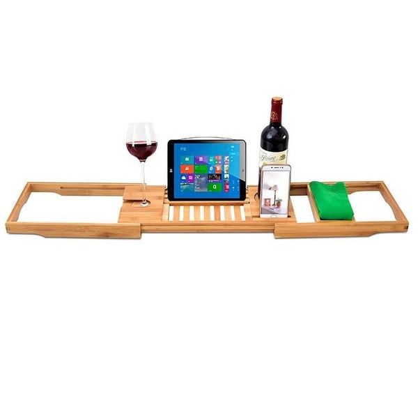 Bamboo Bathtub Caddy Tray - Extending Adjustable | 75-105cm Carousel 2
