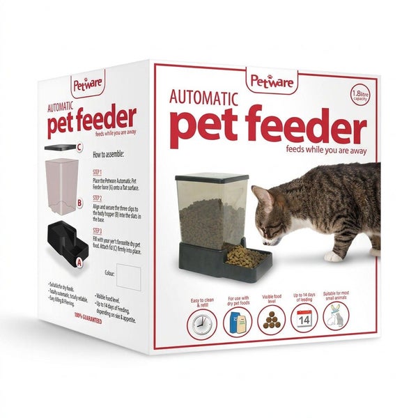 Petware Automatic Pet Feeder - 1.8 Litre Capacity | Cats or Dogs Carousel 1