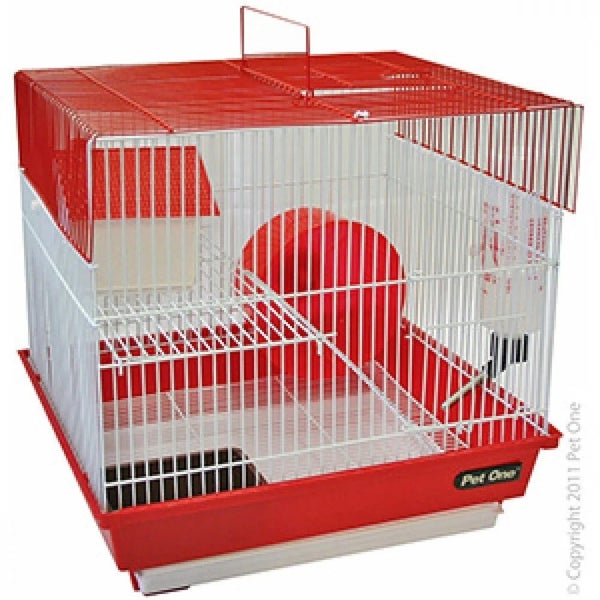 Pet One Mouse Cage - Exercise Wheel & House | 34.5 x 28 x 34cm Carousel 1