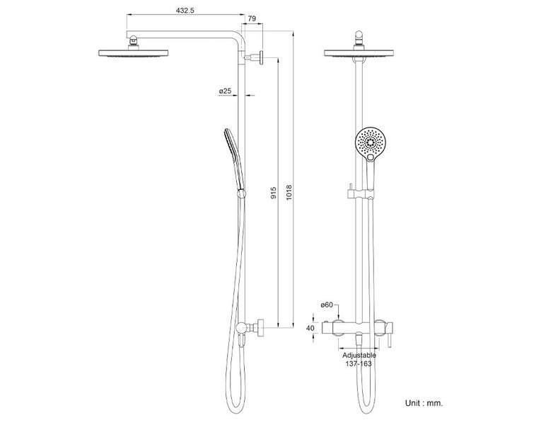 SOILED PACKAGE - SPLASH PLUS COLUMN SHOWER W/INTEGRATED SHOWER MIXER - BLACK Carousel 2