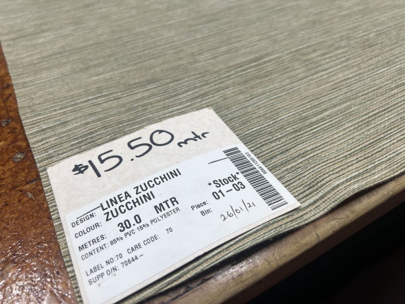 Linea Zucchini Upholstery Vinyl – 85% PVC | 140cm Wide | $15.50/mtr Carousel 2