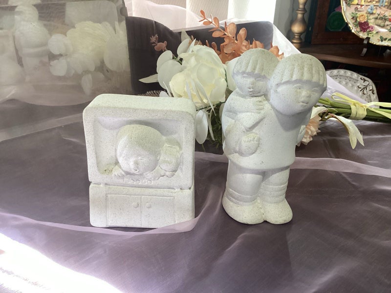 Mid century Marbell Stone Art sculpture x 2 unique Carousel 1