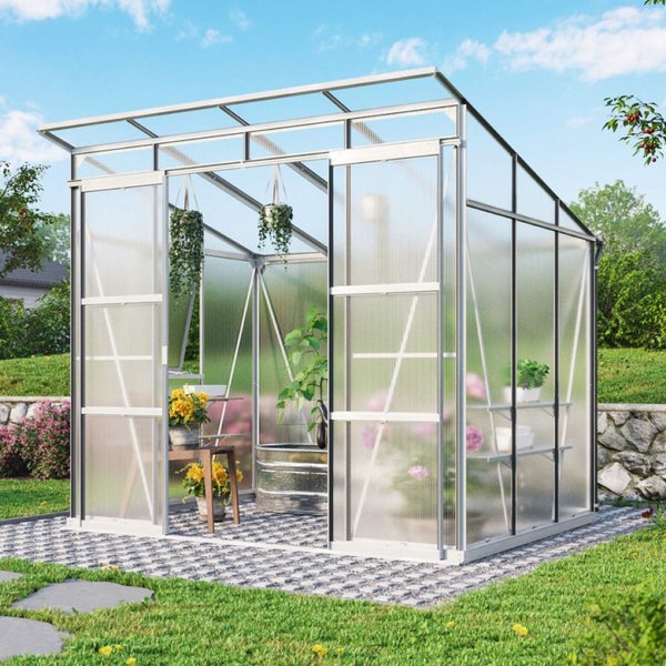 6MM Polycarbonate Greenhouse with Flat Roof -254x192cm Carousel 1
