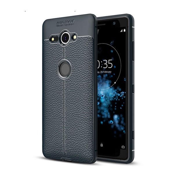 Sony Xperia XZ2 Compact Leather Texture Case [Navy] Carousel 1