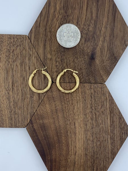 *SWEET CUPID* 9ct Gold Round Twist Patterned Hoop Earrings *SWEET AS* Carousel 2