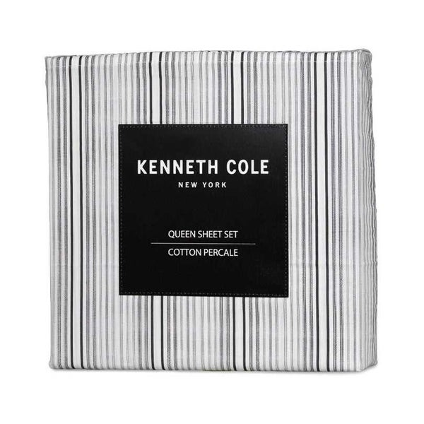 Kenneth Cole Lexington Stripe Sheet Set Black & White King 4pce Carousel 5