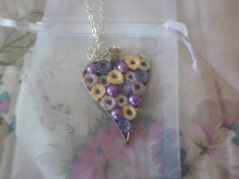 Paper Quilling and Bead Silver Heart Necklace Carousel 1
