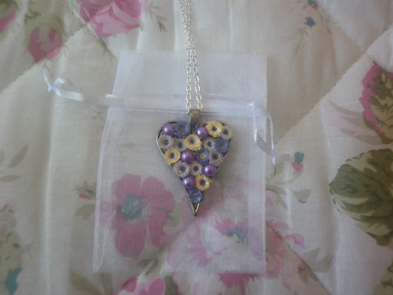 Paper Quilling and Bead Silver Heart Necklace Carousel 2