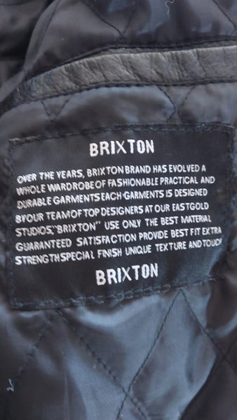 Brixton Black and White Leather Jacket Carousel 4