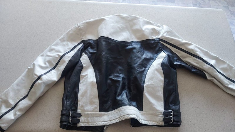 Brixton Black and White Leather Jacket Carousel 2