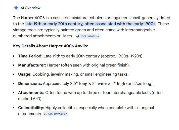 Vintage Harper 4006 jewellers anvil Carousel 8