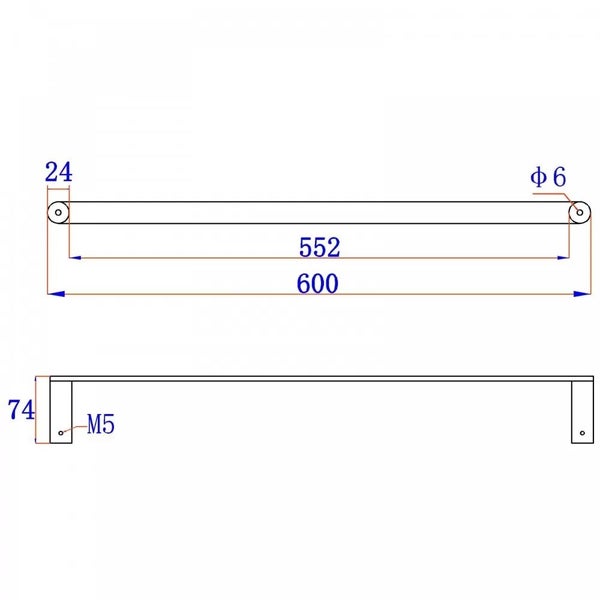 Single Towel Rail 600mm Carousel 3