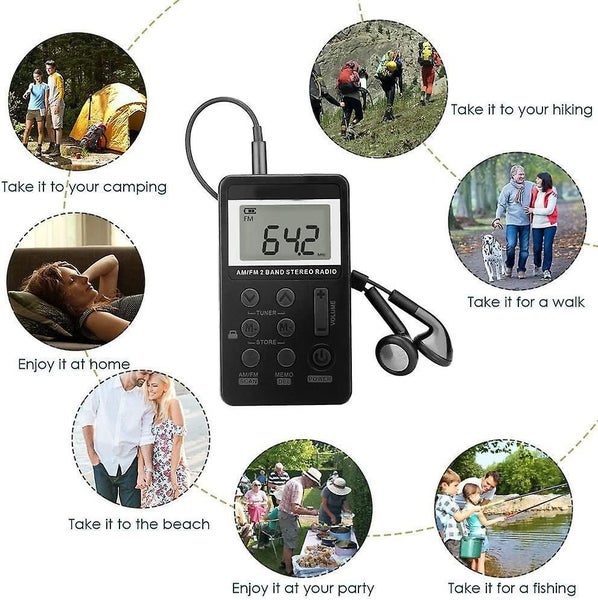 Am/fm Pocket Radio, Portable Digital Tuning Stereo Walkman Radio With Recha Carousel 2