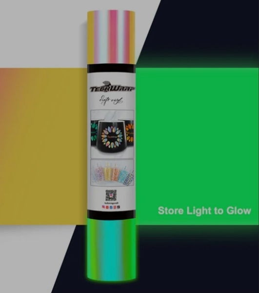 TECKWRAP GLOW IN THE DARK OPAL Peach Yellow Pink Adhesive Vinyl Carousel 1