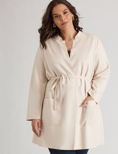 Autograph Belted Faux Suedette Duster Jacket Carousel 1