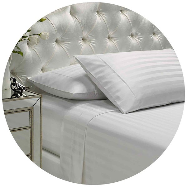 Royal Comfort 1200 Thread Count Damask Stripe Cotton Blend Sheet Sets King White Carousel 1