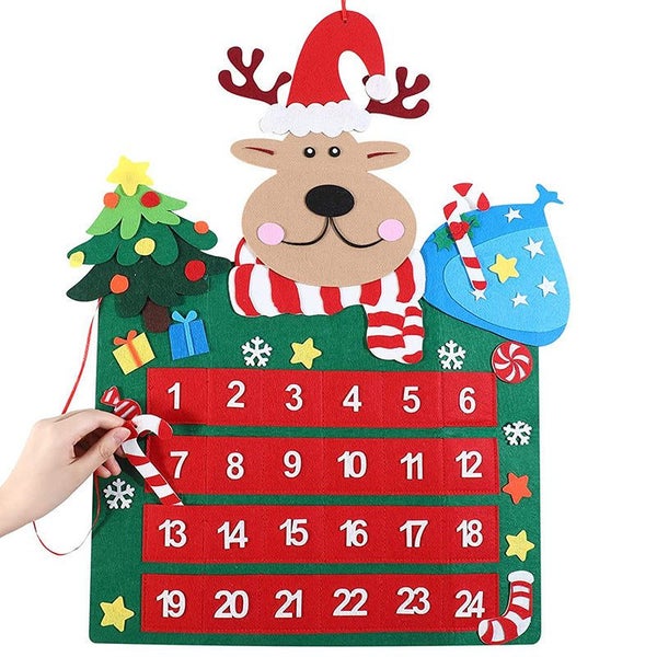 Christmas Countdown Calendar With Felt Reindeer And Pocket Advent For Carousel 1