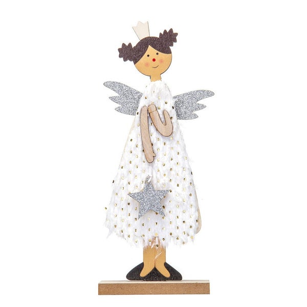 Christmas Decoration Desktop Diy Wooden Ornament Cartoon Angel Figurine Gift Carousel 1