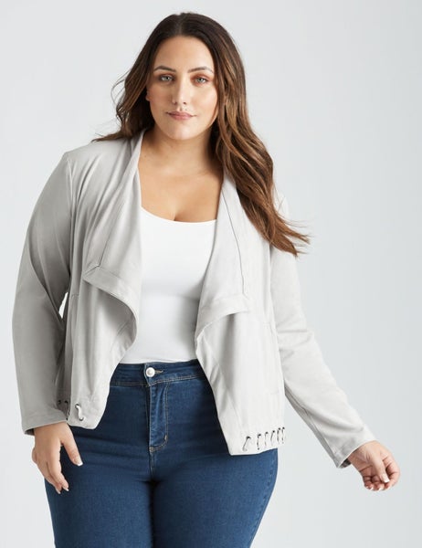 Beme Long Sleeve Suedette Waterfall Jacket ~ Sizes 18-20, 20-22, 22-24 & 24-26 Carousel 1