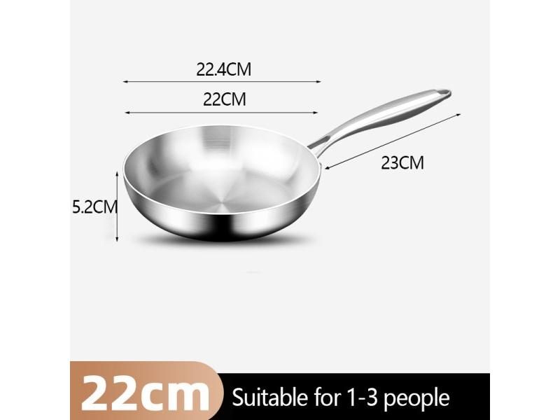 304 Stainless Steel Uncoated NonStick Frying Pan For Stoves Carousel 1
