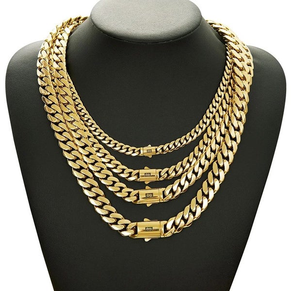 14mm Gold Stainless Steel Cuban Link Chain For Men Rapper Carousel 1