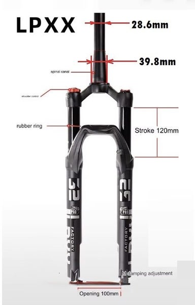 MTB Bike Tapered Fork - 29" 28.6/39.8mm, Air Spring Suspension, 120mm travel Carousel 8