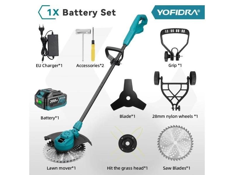10Inch 6000W Foldable Grass Trimmer For Makita 18V Battery Carousel 1