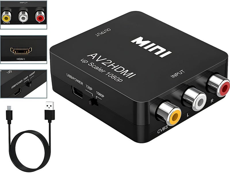 Mini RCA AV to HDMI Converter Adapter XBOX 360 1080P HDTV Carousel 2