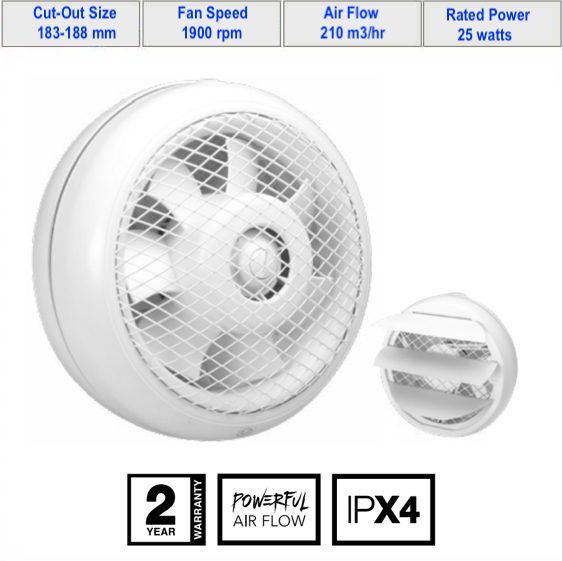 Extractor Fan Window Mounted HCM-150N Carousel 1