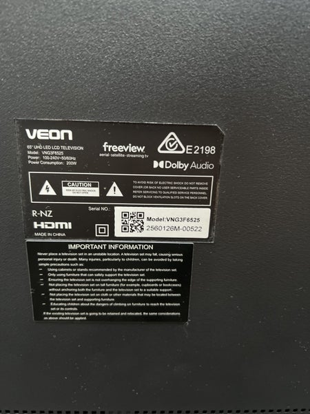 VEON TV VNG3F6525 + REMOTE + CORD Carousel 2