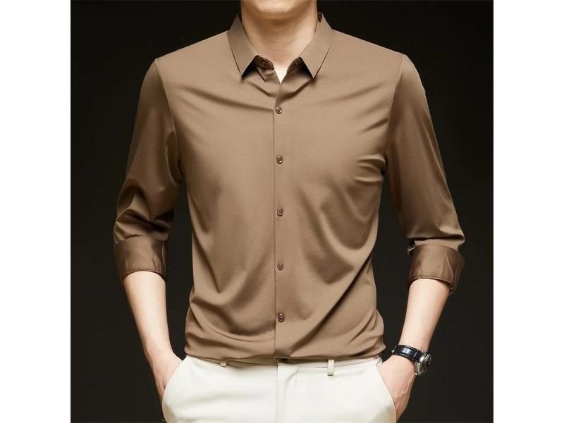Men's Wrinkle Resistant Long Sleeved Business Casual Shirt Carousel 1