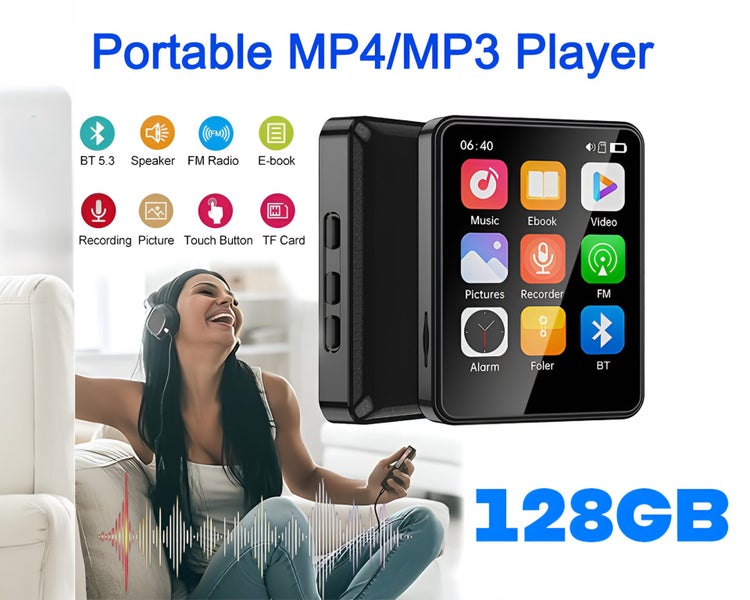 128Gb Bluetooth Mp3 / Mp4 Music Player With Radio & E Book Playback Carousel 1