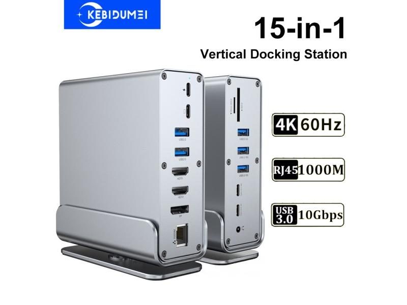 15-in-1 USB C Docking Station With Triple Monitor And PD100W Carousel 1