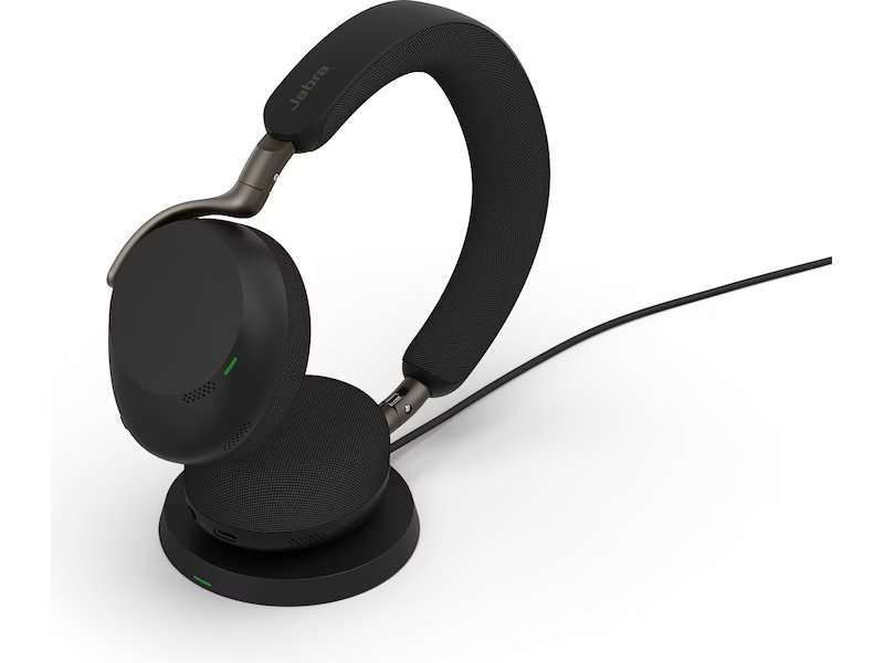 Jabra Evolve3 75 UC Wireless Headset + Wireless Charging Pad - Link390c (Black) Carousel 2