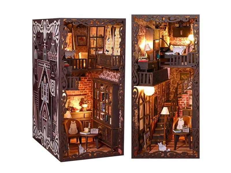 3D Wooden DIY Book Nook Kit With Lighted Magic World Decor Carousel 1