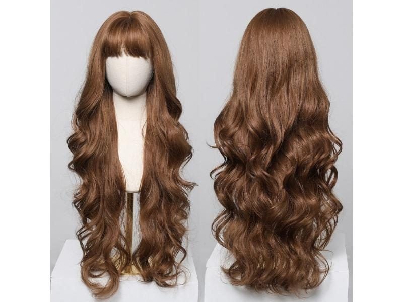 Long Natural Water Wave Wig For Women With Bangs Carousel 1