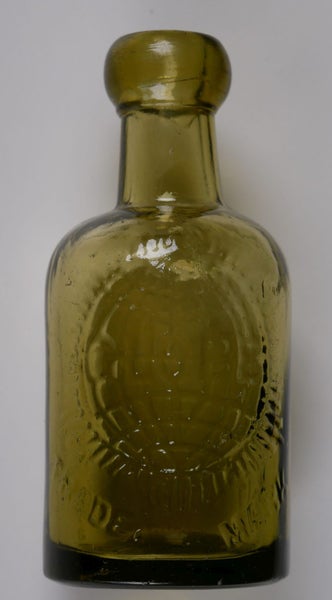 Antique Small Size Pictoral Globe Brand (Leigh & Co, Salford) Gold Glass Seltzer Carousel 2